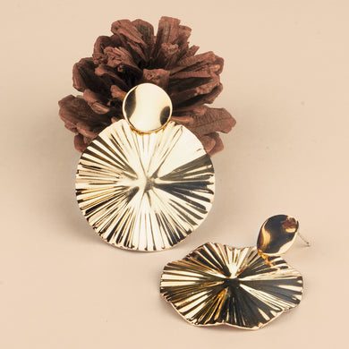 TRIBAL ZONE  FASHIONABLE GOLDEN ROUND DROP EARRING
