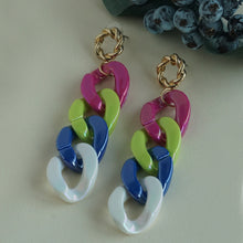 Load image into Gallery viewer, Vibrant Multi-Color Chain Link Earrings