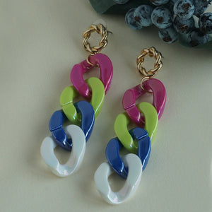 Vibrant Multi-Color Chain Link Earrings