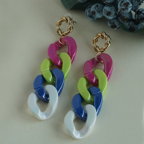 Vibrant Multi-Color Chain Link Earrings
