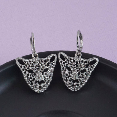 Panther head earrings with intricate designs