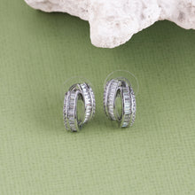 Load image into Gallery viewer, TRIBAL ZONE DAZZILING  SILVER  CZ STONE STUD EARRING