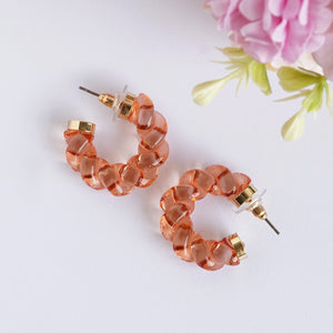 TRIBAL ZONE DESGINER PEACH  COLOUR C HOOP EARRING
