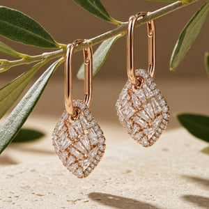 Aria Rose Gold American Diamond Charm Hoop Earrings