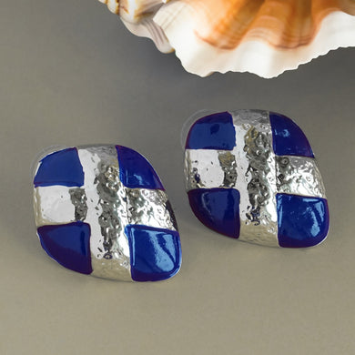 TRIBAL ZONE CLASSY BLUE STUD EARRING