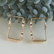 Load image into Gallery viewer, Modern Twisted Rectangle Hoop Earrings