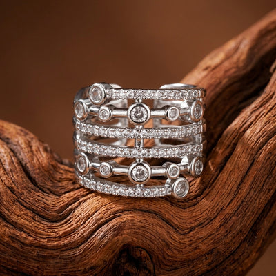 Silver CZ Multi-Band Ring