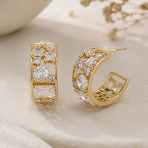 Verona Mosaic American Diamond Wide Hoop Earrings