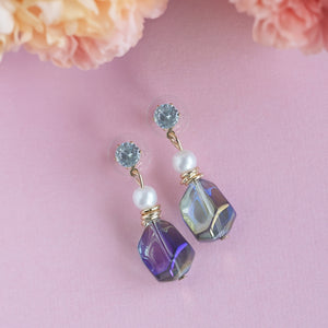 TRIBAL ZONE CLASSY GREY MINI STONE DROP EARRING