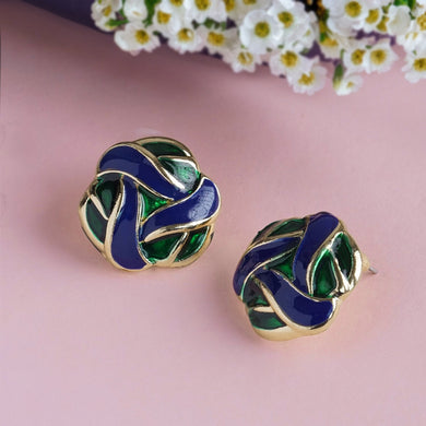 TRIBAL ZONE  CONTEMPORY BLUE GREEN STUD EARRING