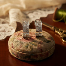 Load image into Gallery viewer, Luxury Vintage-Inspired Silver Baguette Diamond Chunky J-Hoop Earrings