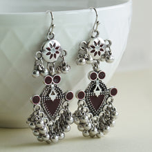 Load image into Gallery viewer, TRIBAL ZONE DAZZILING OXIDISED JHUMKA EARRING