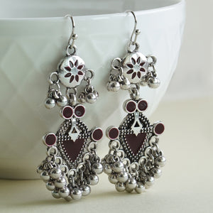 TRIBAL ZONE DAZZILING OXIDISED JHUMKA EARRING