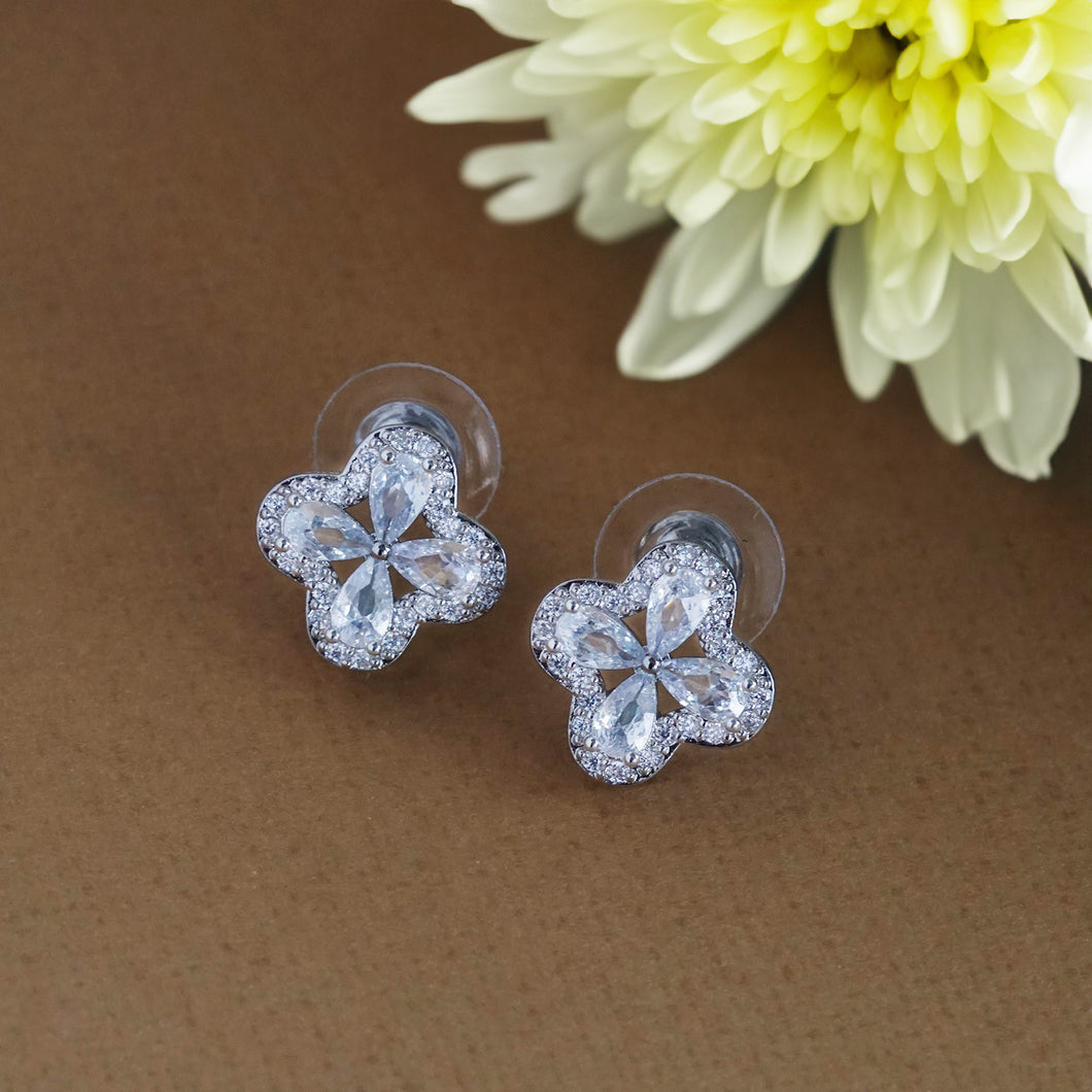 TRIBAL ZONE GORGEOUS STONE STUDED SILVER  STUD EARRING
