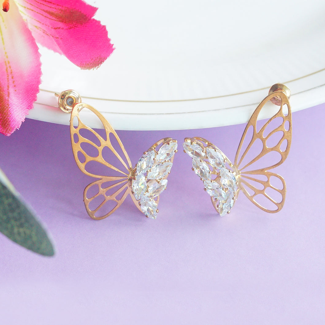 TRIBAL ZONE BUTTERFLY GOLD  STONE EARRING