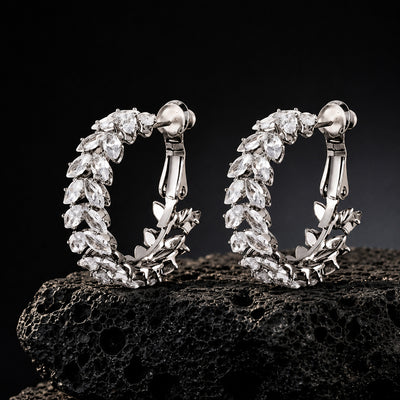 Laurel Crown American Diamond Wreath Hoop Earrings