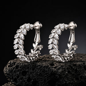 Laurel Crown American Diamond Wreath Hoop Earrings