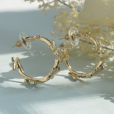 Elegant Gold/Silver Butterfly Hoop Earrings