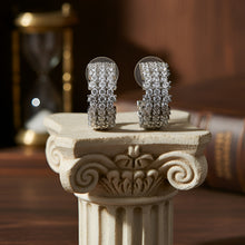 Load image into Gallery viewer, Silver-Plated Pavé Cubic Zirconia Half Hoop Earrings