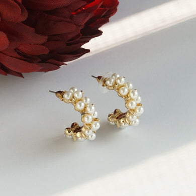 Gold and pearl hoop earrings