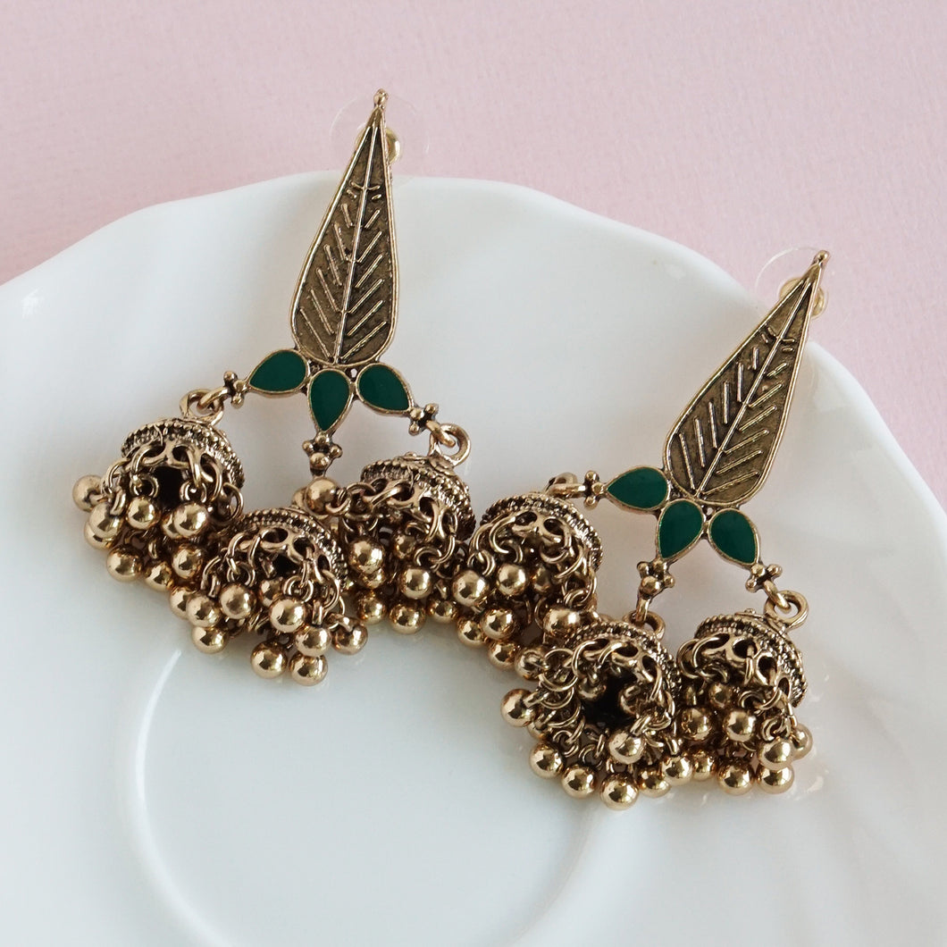 TRIBAL ZONE AMAZING BRONZE JHUMKA EARRING