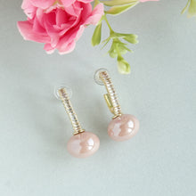 Load image into Gallery viewer, TRIBAL ZONE CLASSY C HOOP  WITH PINK PEARL EARRING