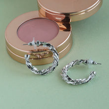 Load image into Gallery viewer, Silver Twisted Hoop Earrings