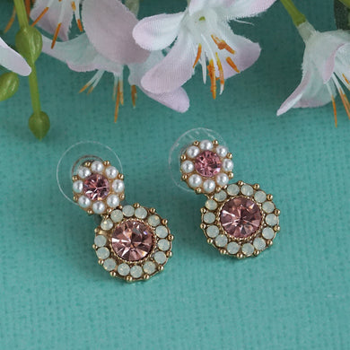 Classic Blue/Pink Earrings with pearl accents