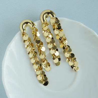 TRIBAL ZONE GLLITERING  GOLDEN DROP EARRING