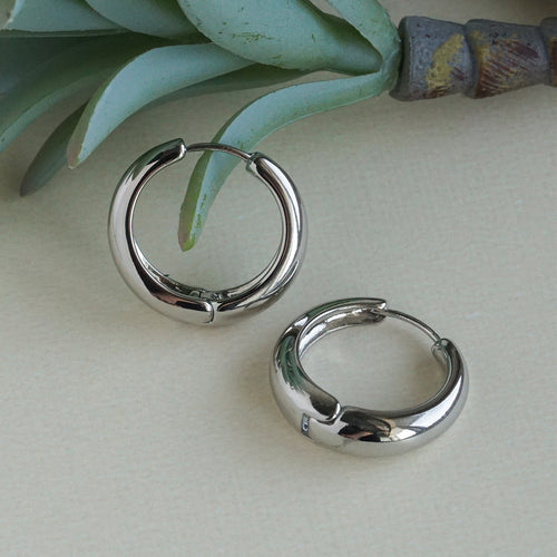 Classic Polished Silver Hoop Earrings