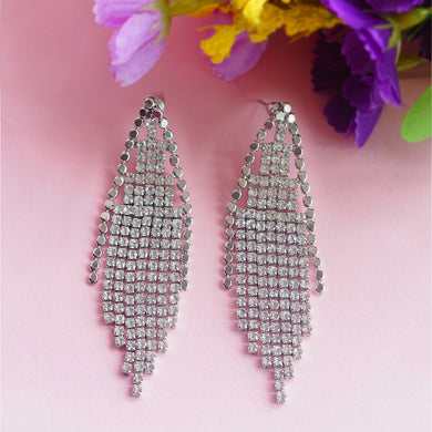 TRIBAL ZONE SHIMMER STUNNING DANGLERS SILVER  EARRING (PARTY WAER)
