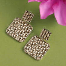 Load image into Gallery viewer, TRIBAL ZONE GOLDEN TEXTRUED SQUARE EARRING