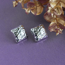 Load image into Gallery viewer, Gold/Silver cube-shaped textured earrings