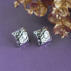 Gold/Silver cube-shaped textured earrings