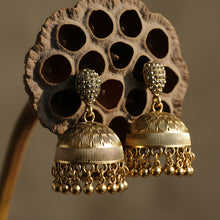 Load image into Gallery viewer, Gold Antique Textured Jhumka Earrings