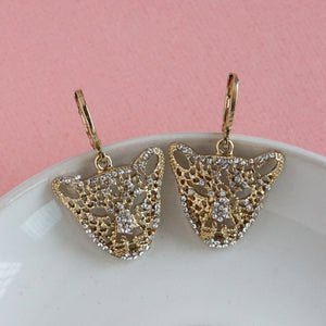Panther head earrings with intricate designs