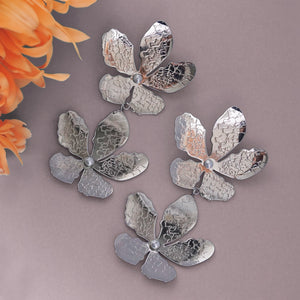 TRIBAL ZONE ELEGENT SLIVER FLOREL  DROP EARRING