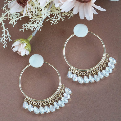Ethnic Crystal Drop Hoop Earrings