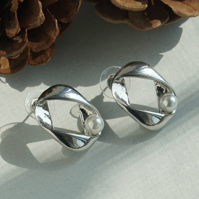 Lustrous Silver/Gold Twisted Stud Earrings