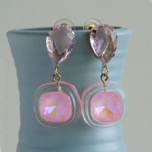 Pink Crystal Drop Earrings