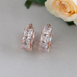 TRIBAL ZONE STYLISH ROSE GOLD ZX STONE LEVER BACK EARRING