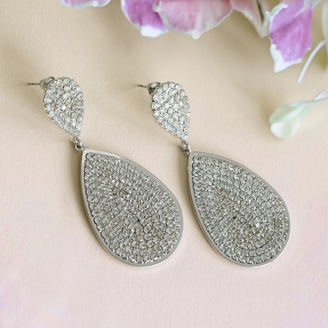 TRIBAL ZONE SILVER   AMAZING TEAR DROP PARTY WEAR DROP EARRING