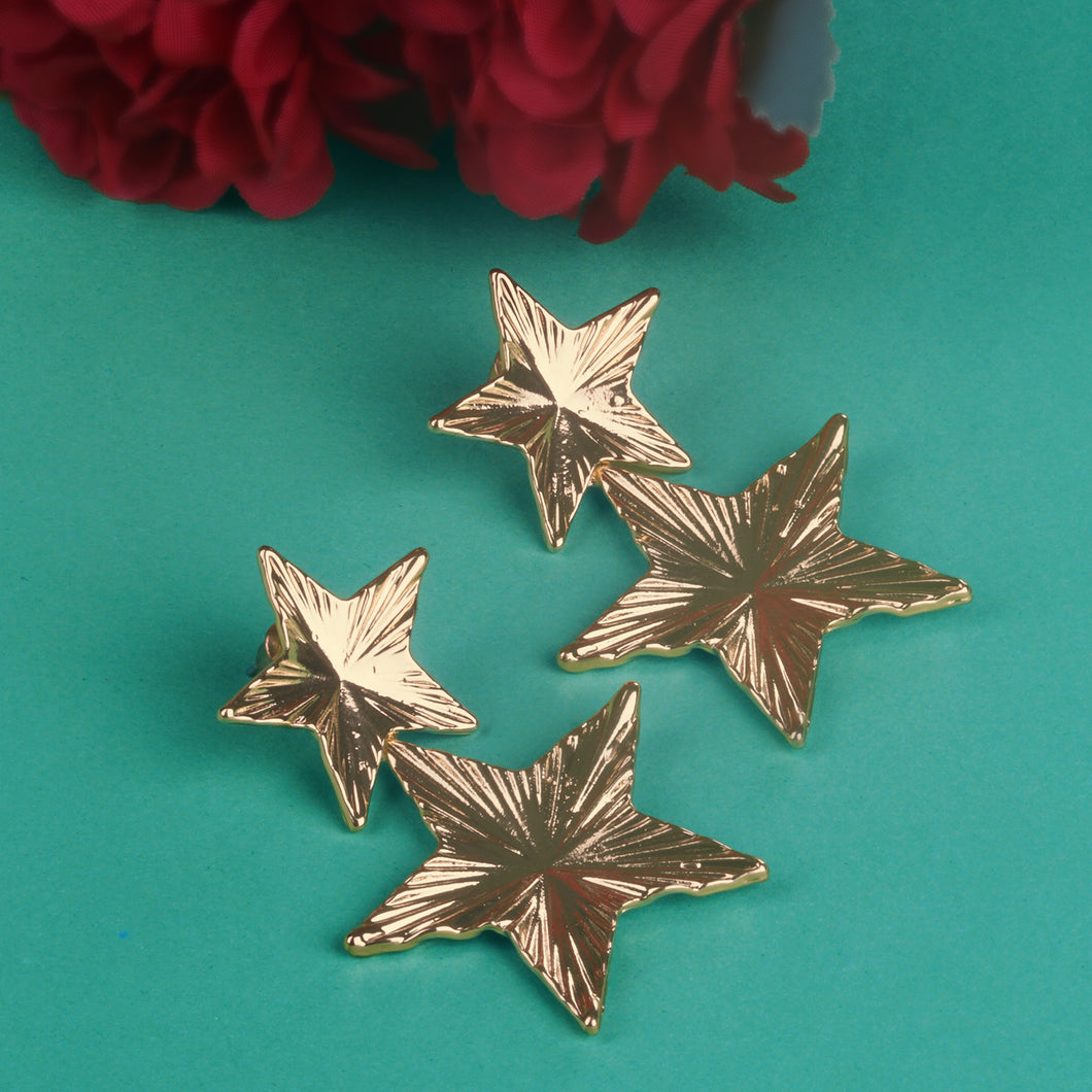 TRIBAL ZONE STAR DANGLE GOLDEN EARRING