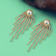 Load image into Gallery viewer, TRIBAL ZONE GOLDEN PEARL WITH DAIMOND DROP EARRING (PARTY WEAR )