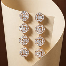 Load image into Gallery viewer, Cascade Orb American Diamond Long Drop Earrings