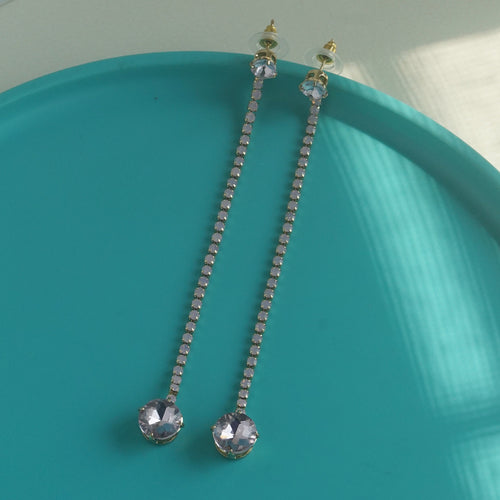 Long Diamond Drop Earrings
