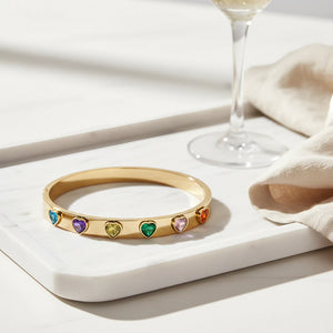 Gold Rainbow Heart Bangle
