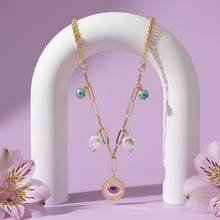 Load image into Gallery viewer, Gold Paperclip Chain Necklace with Eye Medallion