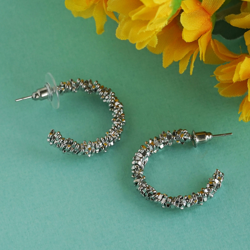 Textured Beaded Hoop Earrings