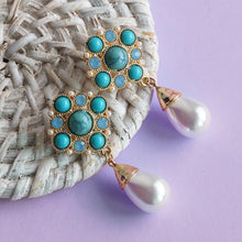 Load image into Gallery viewer, TRIBAL ZONE ELEGANT BLUE PEARL BEAD DROP EARRING